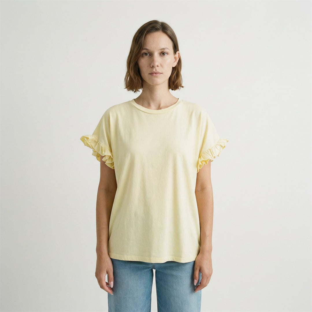 T-shirt droit en coton à manches volantées CM54449
