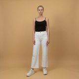 Pantalon blanc taille haute coupe droite – SD6941
