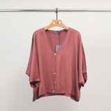 Blouse boutonnée satinée à ligne ample KD9017VS