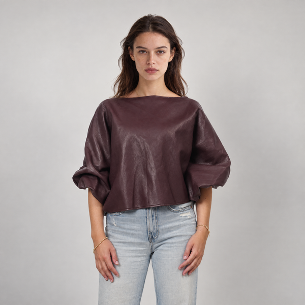 Blouse effet similicuir à col bateau – THS28126PE8