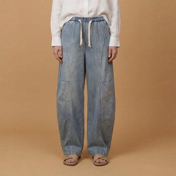 Pantalon denim coupe ballon taille élastiquée – BCG03295