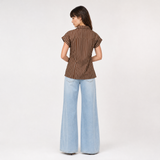 Chemise légère imprimée à nœud côté TDM17824-4
