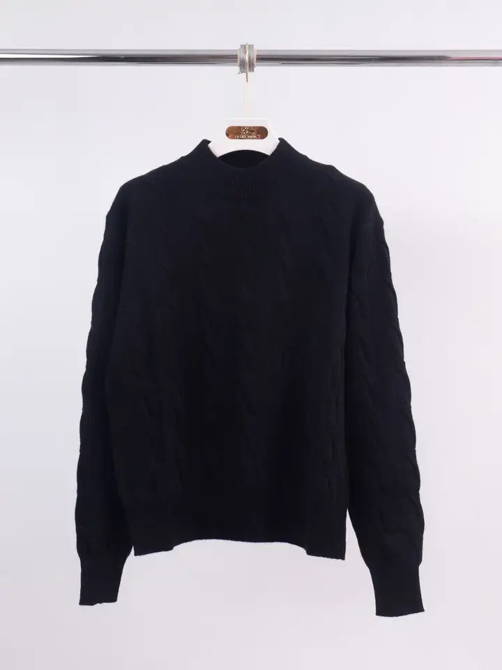 Product title: Cable knit wool and cashmere turtleneck sweater – HYC2987