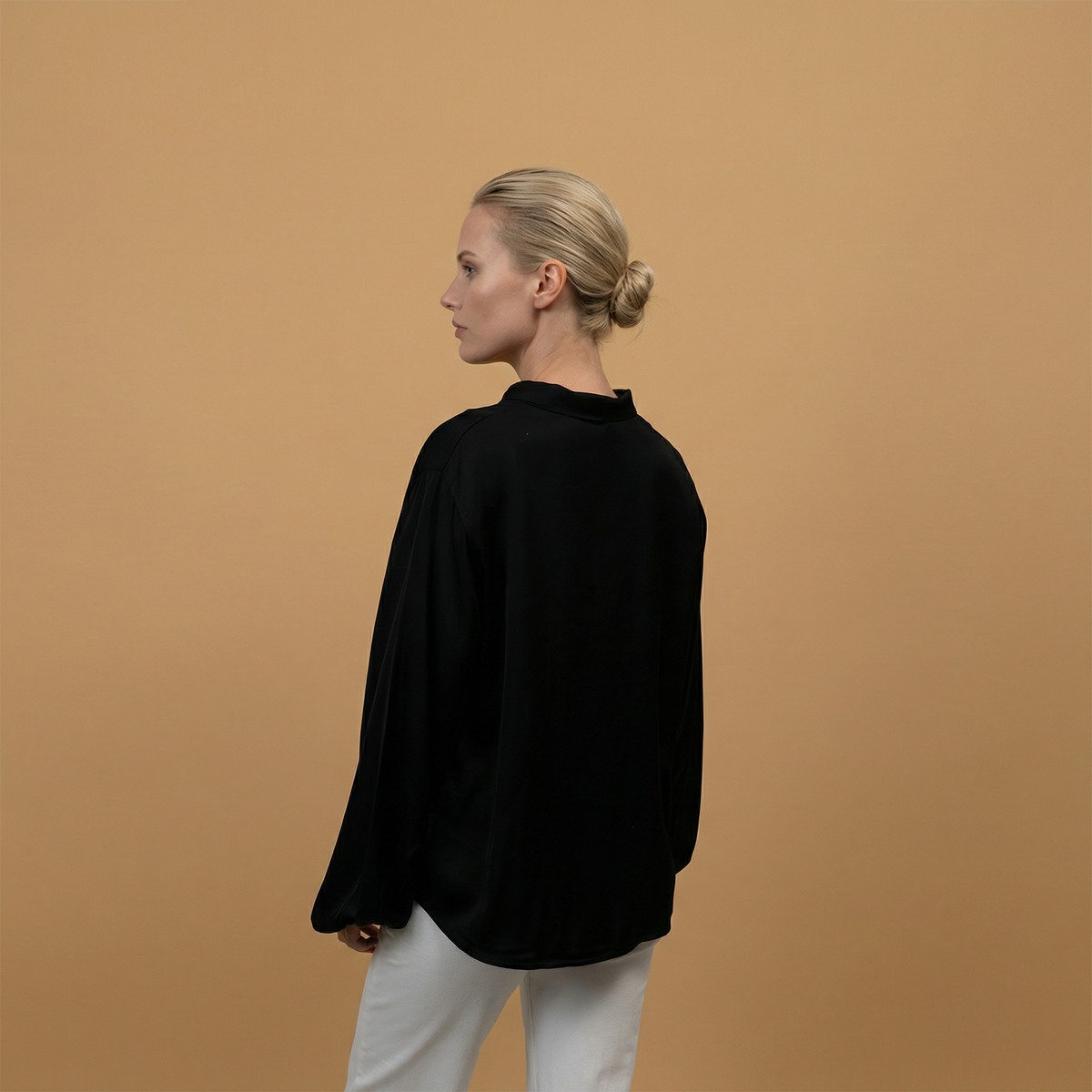 Satin blouse with scarf collar – kd9523vs u