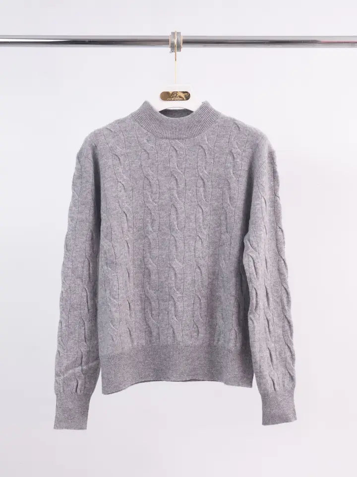 Product title: Cable knit wool and cashmere turtleneck sweater – HYC2987