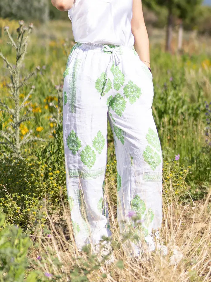 Pantalon ample imprimé en lin  1685290
