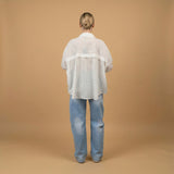 Striped shirt with floral lace csw5009