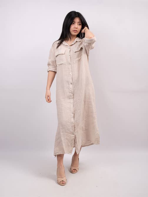 Linen Shirt Dress 14730