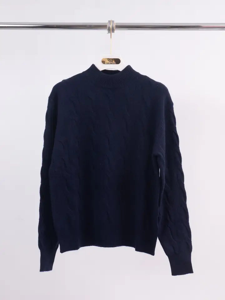 Product title: cable knit wool and cashmere turtleneck sweater – hyc2987