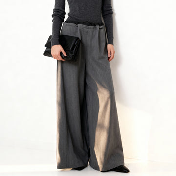 Pantalon large à taille élastique en tissu fluide - BCG03142