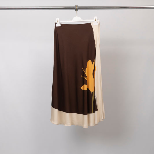 Jupe mi-longue imprimé fleur bicolore – BCL5029VS-5