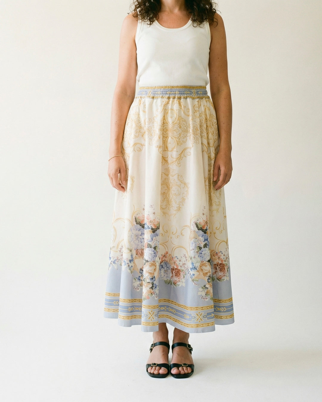 Jupe midi fluide en coton BCR01993