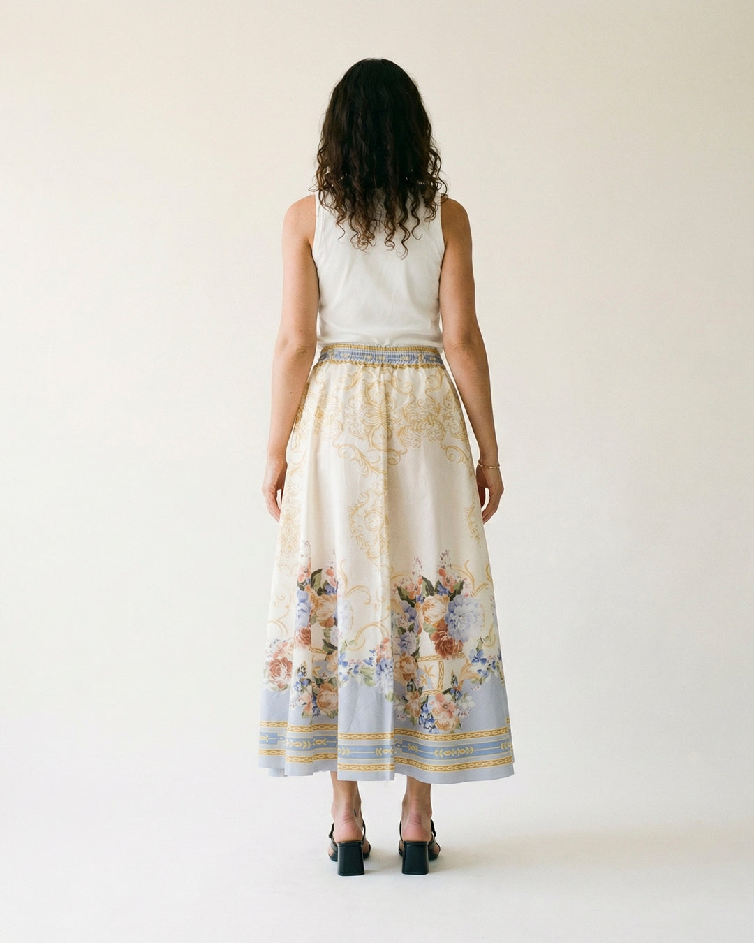 Jupe midi fluide en coton BCR01993