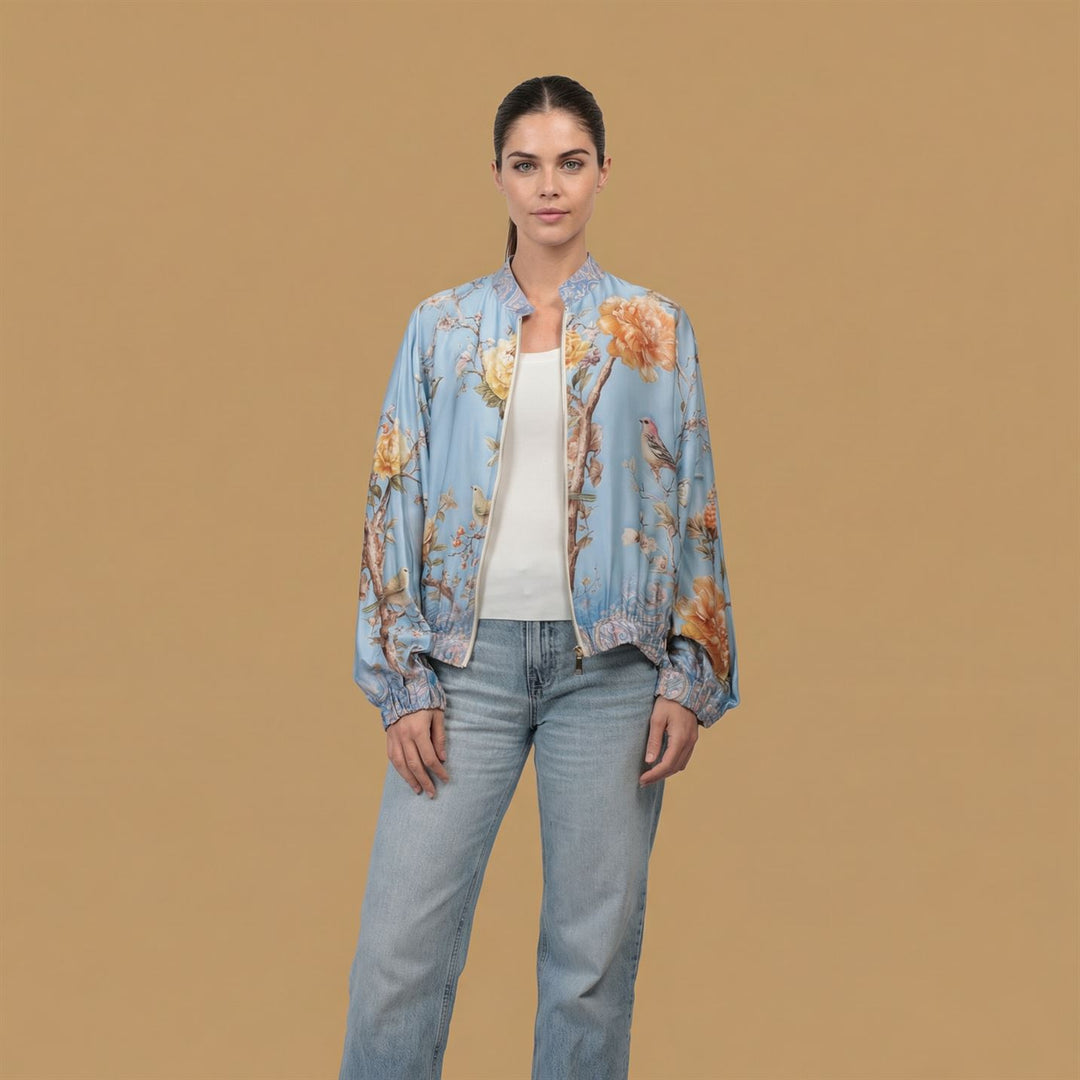 Veste satinée imprimée fleurs KD8772VS-11