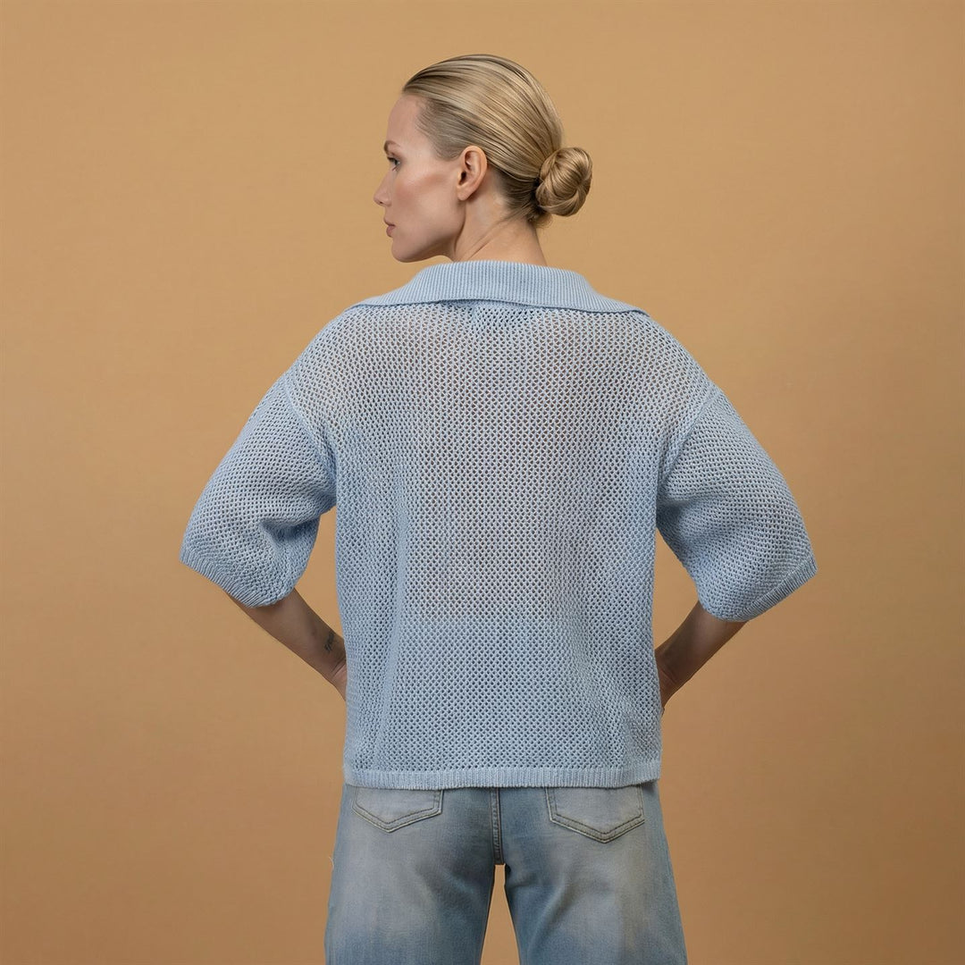 Pull col ouvert maille texturée ca10115