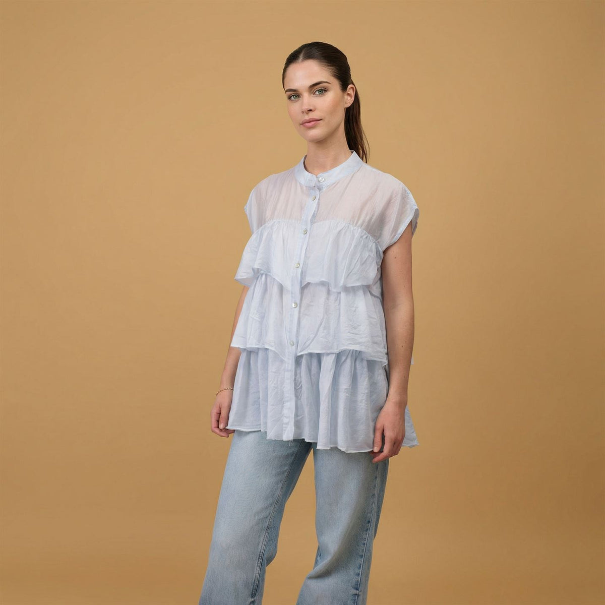 Blouse volantée sans manches bcg02999