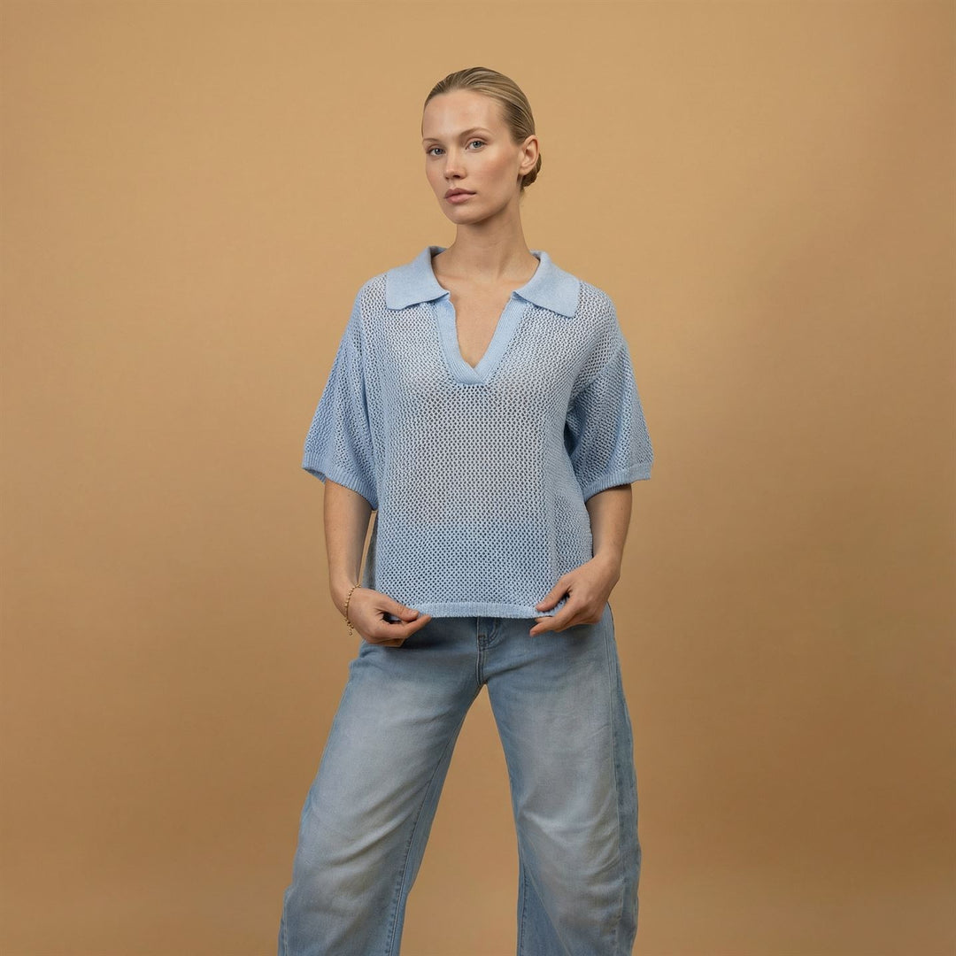 Pull col ouvert maille texturée ca10115