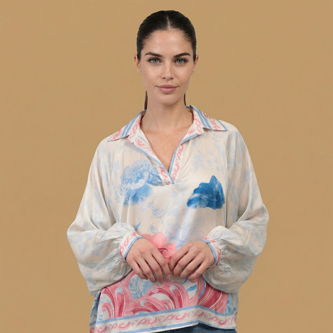 Floral print satin tunic – KD9085VS-5