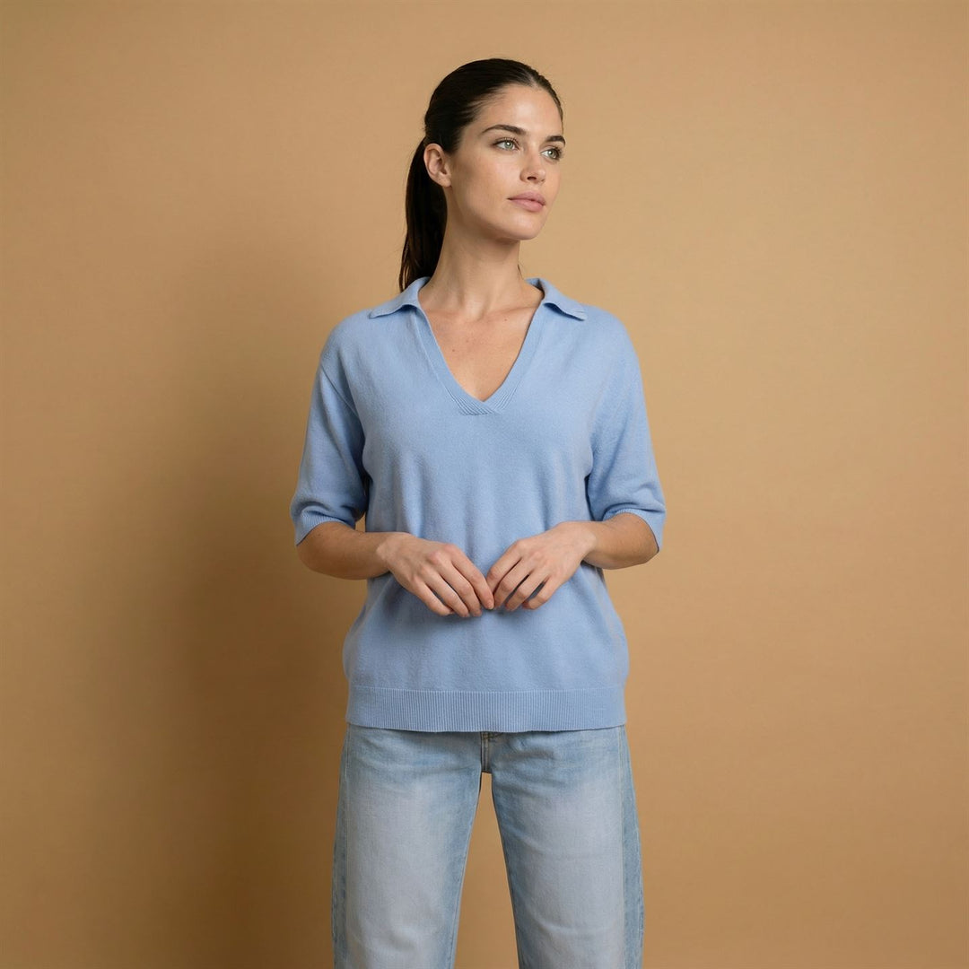 Pull maille fine col polo YF520911