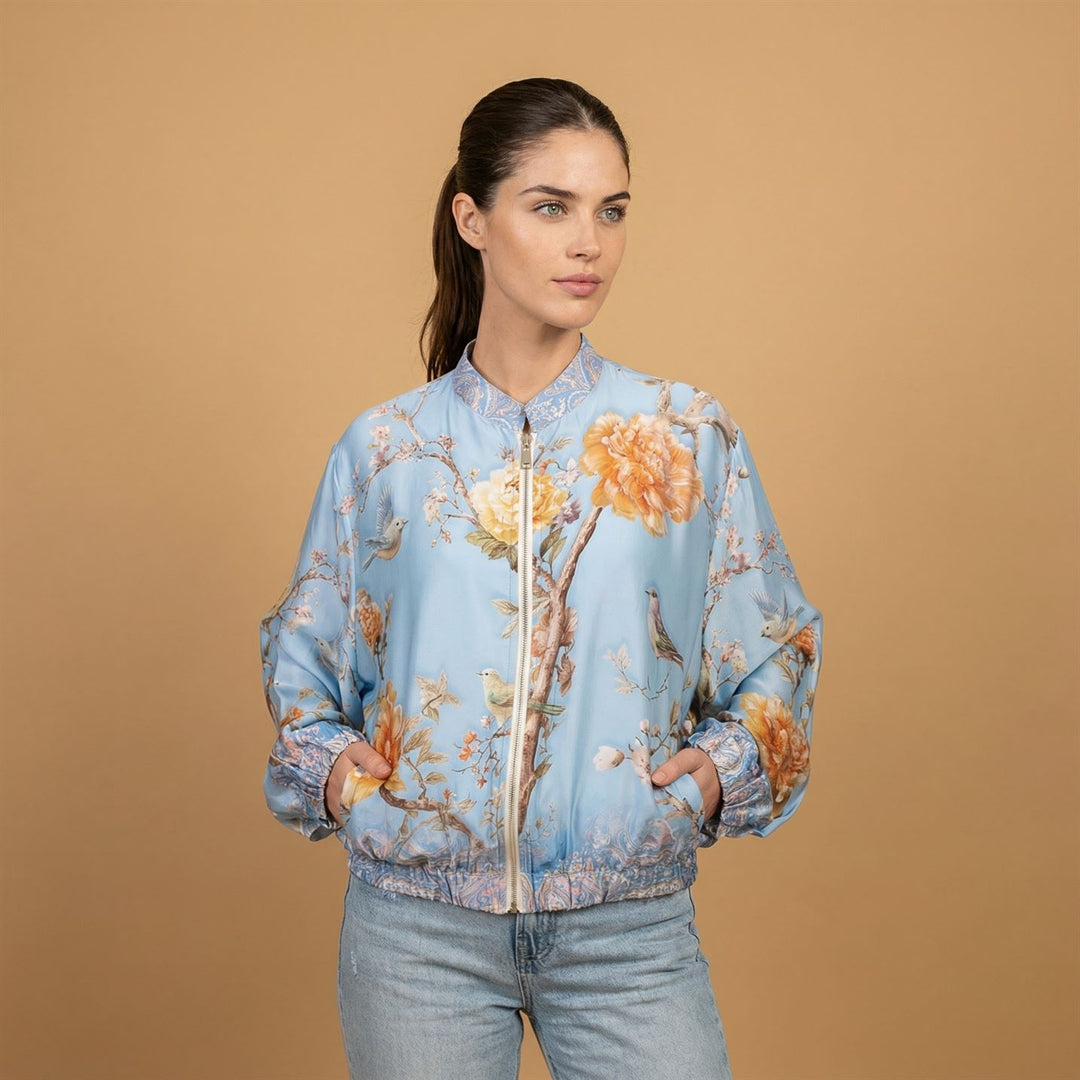 Veste satinée imprimée fleurs KD8772VS-11