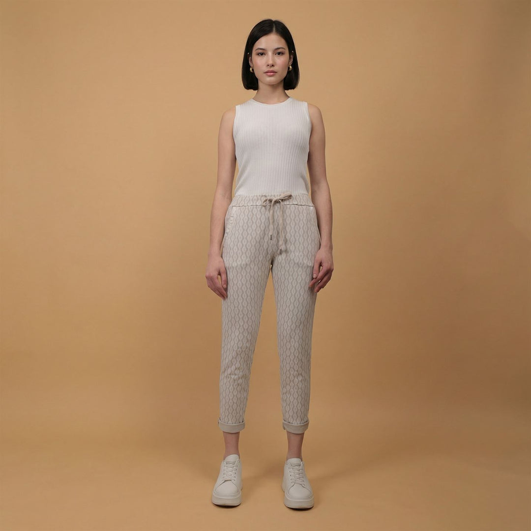 Patterned Drawstring Trousers CVA818171-2