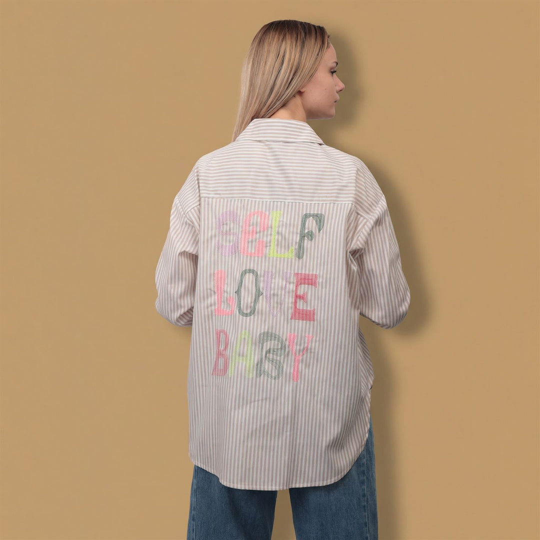 Oversized striped shirt with back print SSC81326