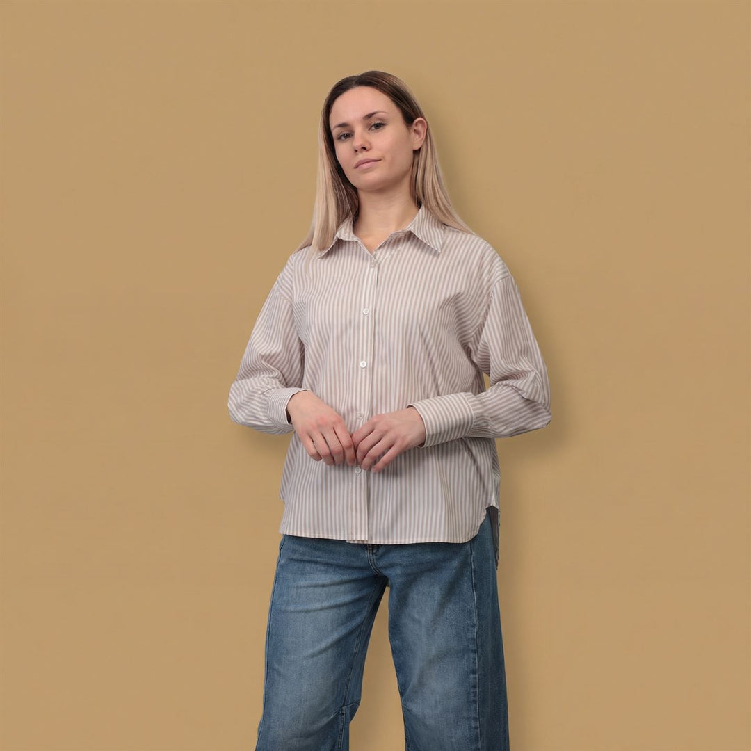 Oversized striped shirt with back print SSC81326