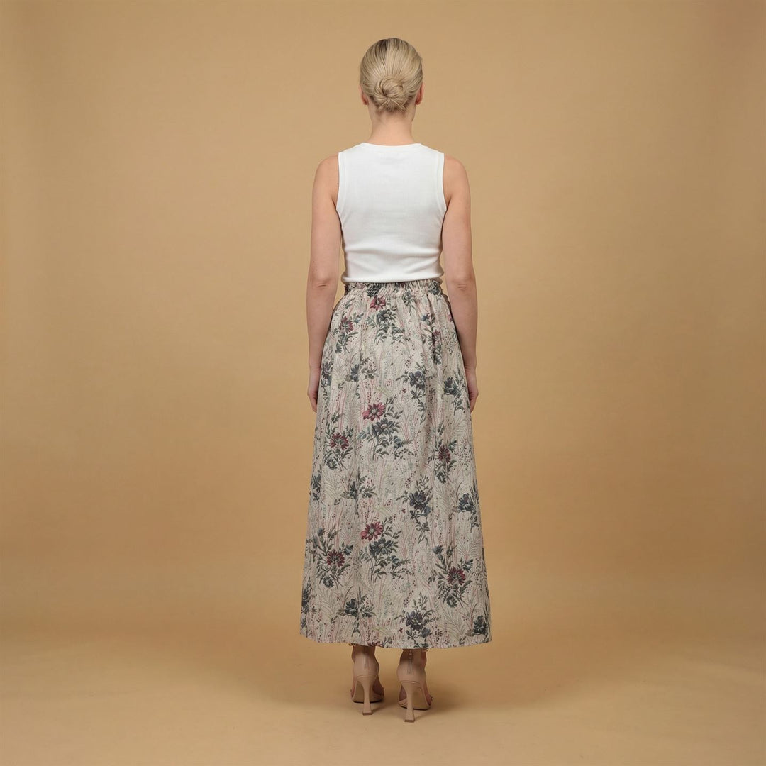 Jupe longue évasée imprimé floral naturel – TDM19323-15