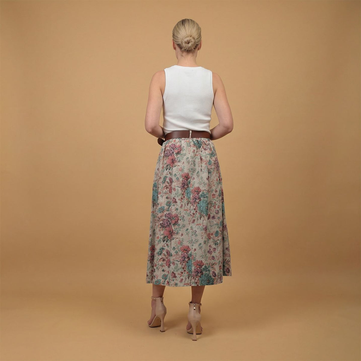 Jupe midi fleurie taille haute tdm52123 9
