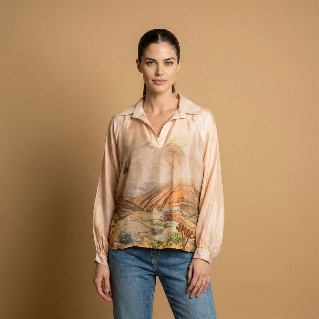 Satin tunic with desert landscape print – KD7365VS-34 
