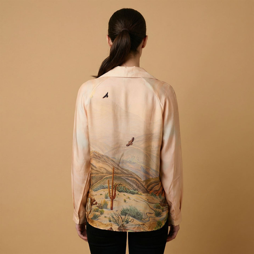 Satin tunic with desert landscape print – KD7365VS-34 