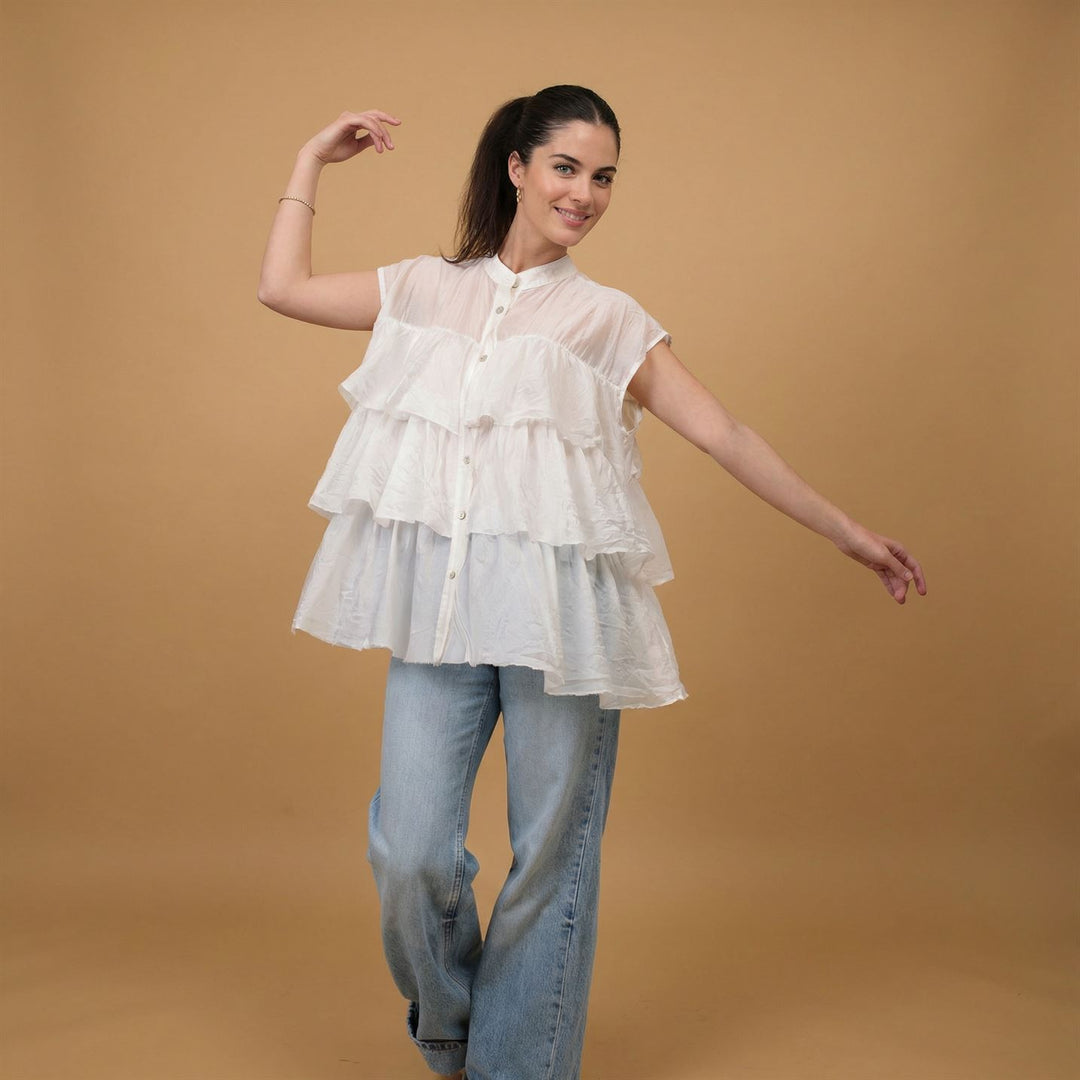 Blouse volantée sans manches BCG02999