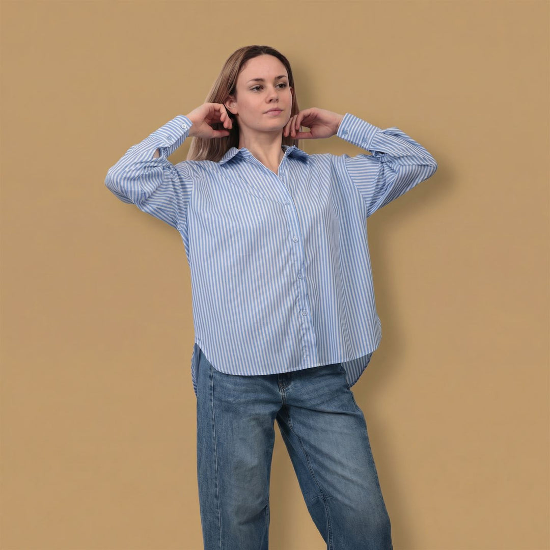 Oversized striped shirt with back print SSC81326