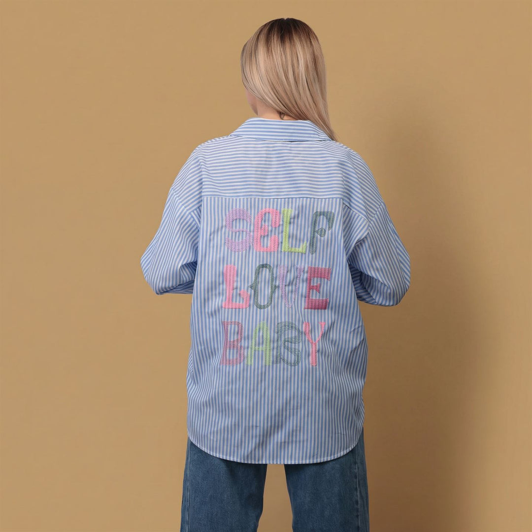 Oversized striped shirt with back print SSC81326