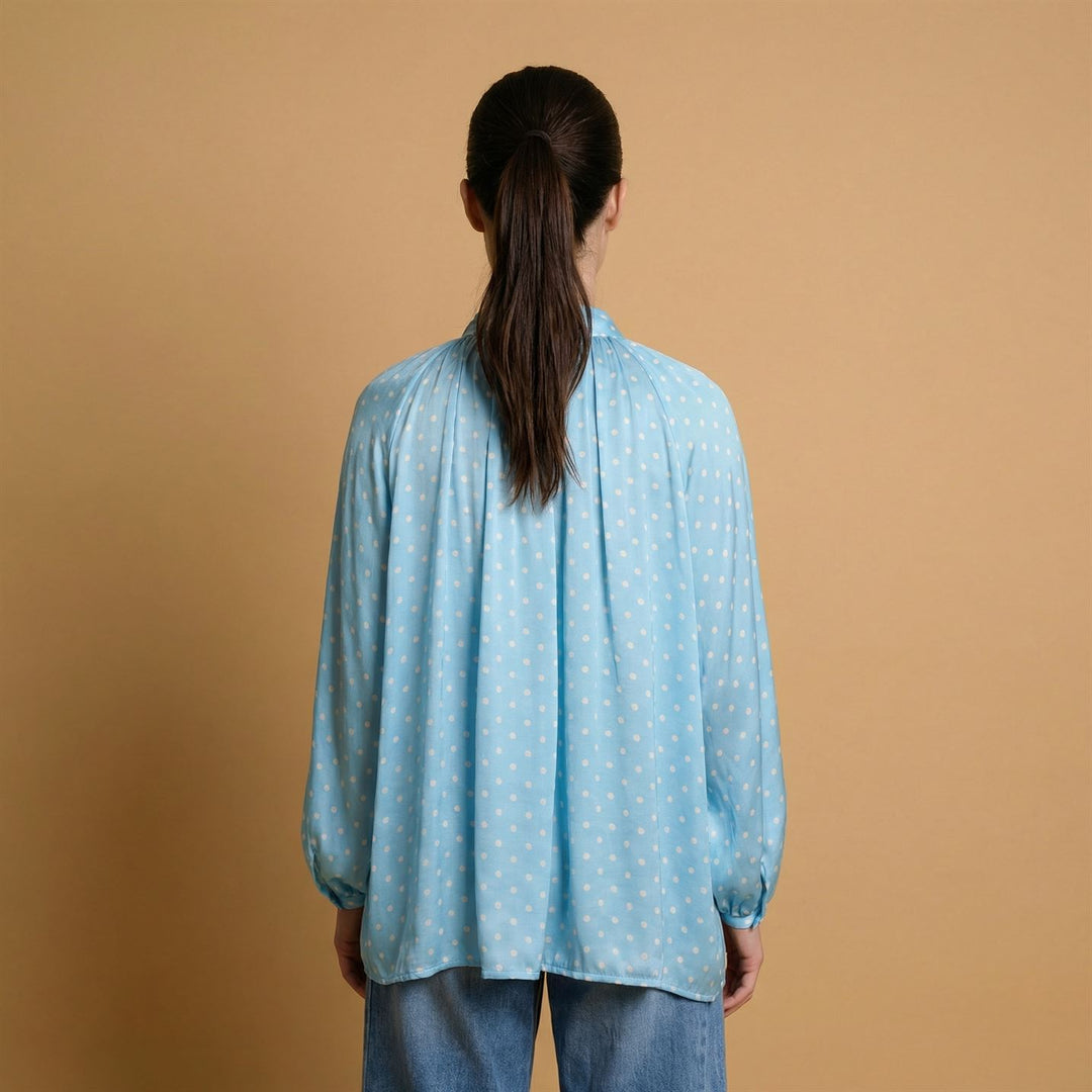 Satin polka dot shirt with bow – DB92250