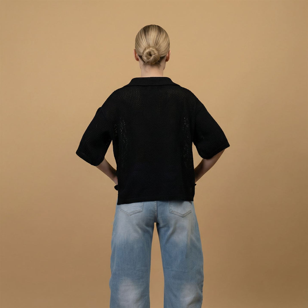 Pull col ouvert maille texturée ca10115