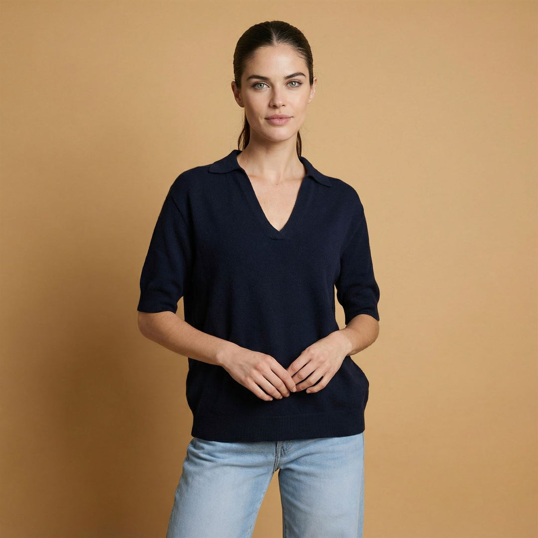 Pull maille fine col polo YF520911