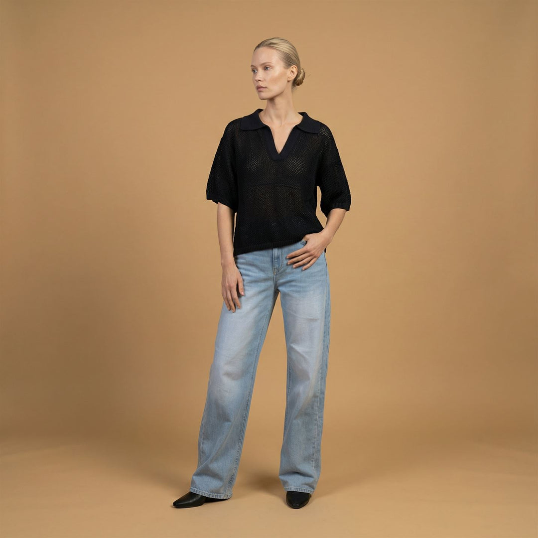 Pull col ouvert maille texturée ca10115