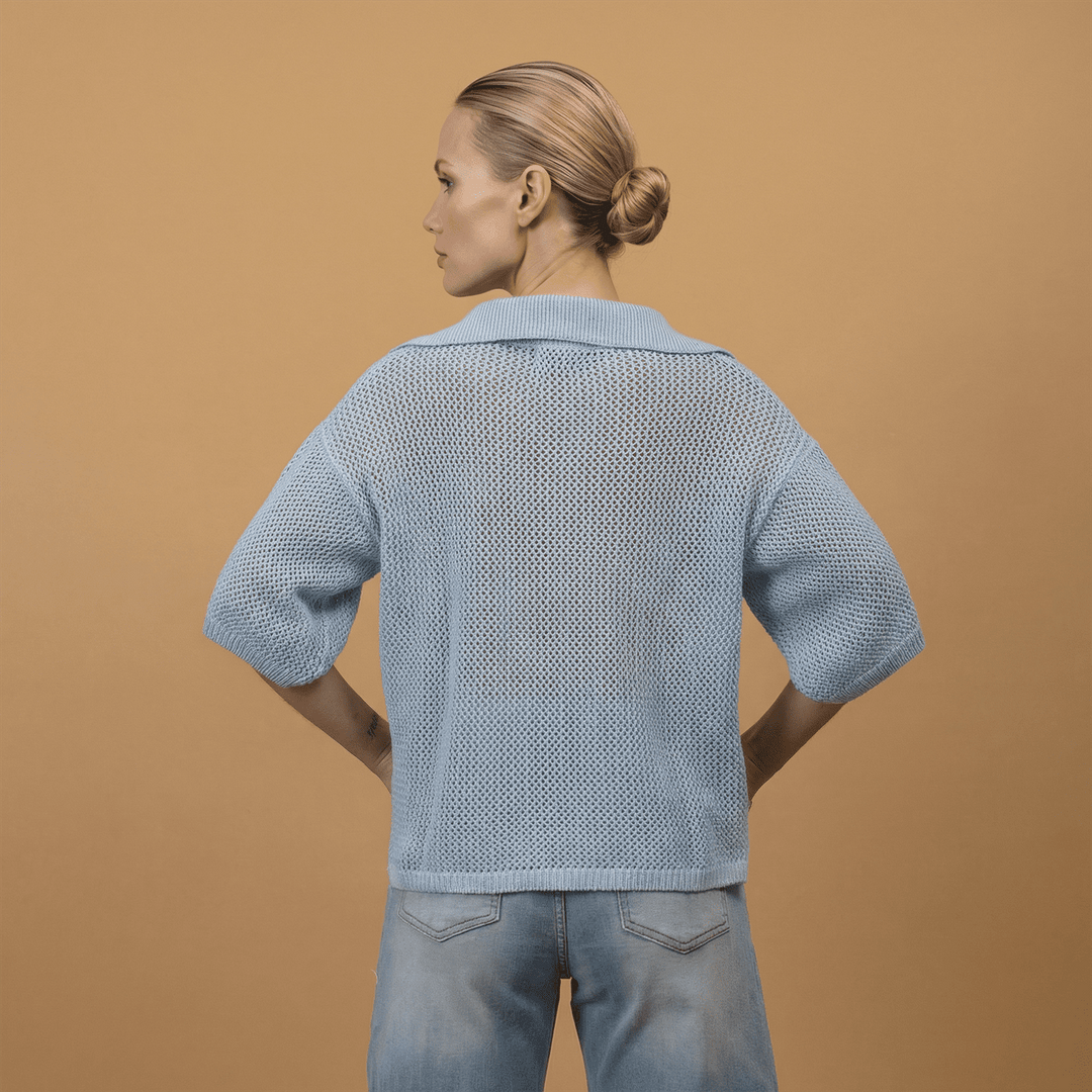 Pull col ouvert maille texturée ca10115