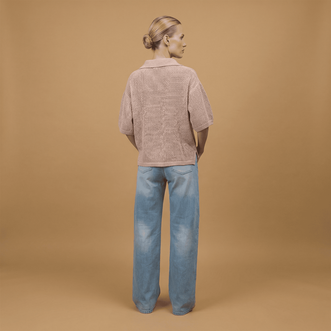 Pull col ouvert maille texturée ca10115