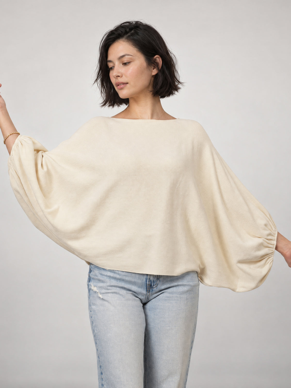 Pull en maille col bateau froncé – CA11840