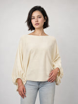 Pull en maille col bateau froncé – CA11840