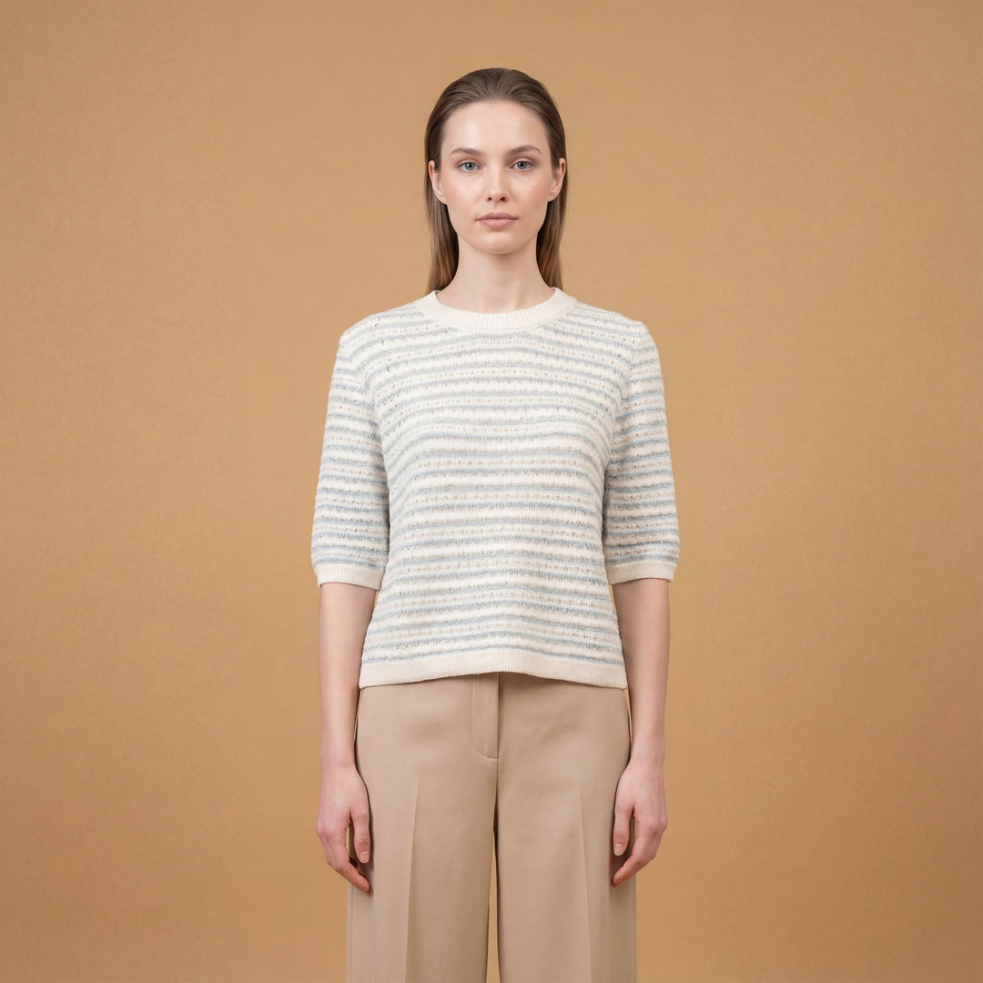 Short-sleeved striped knit sweater – CA9633