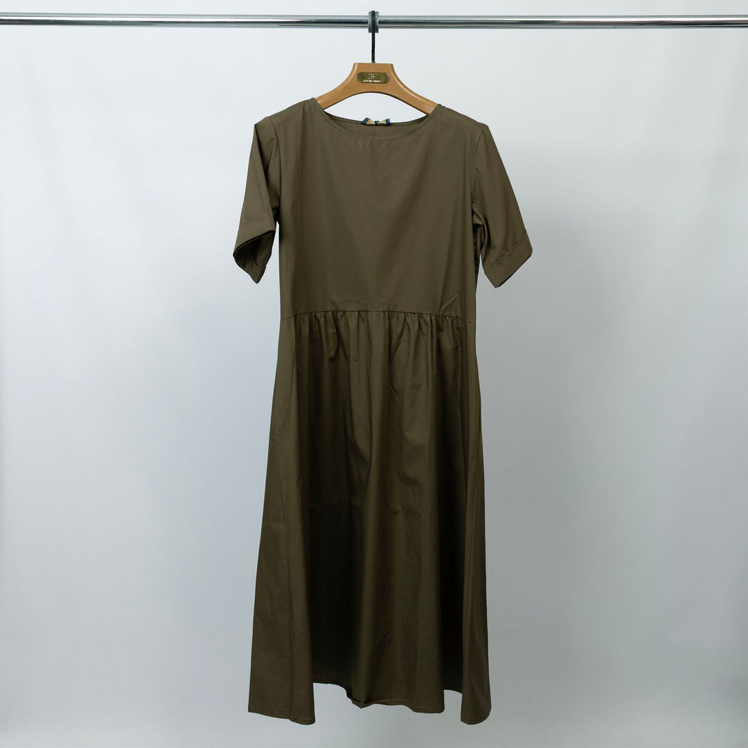 Plain maxi dress with short sleeves – CJY22515 