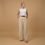 Load image into Gallery viewer, Wide-leg striped trousers with belt included – BCG03248 
