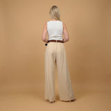 Wide-leg striped trousers with belt included – BCG03248 