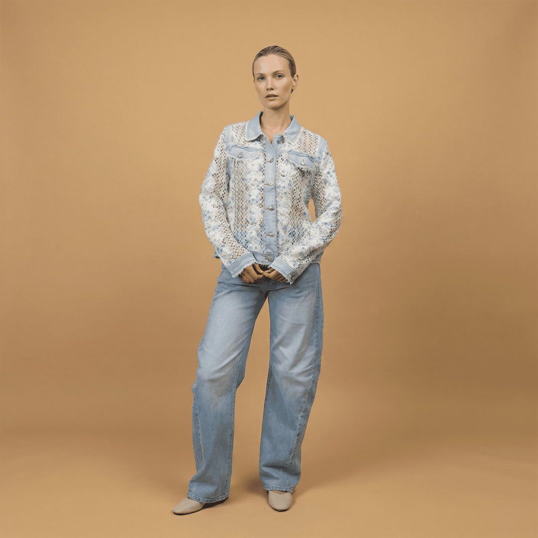 Lace jacket with denim details csw1928 
