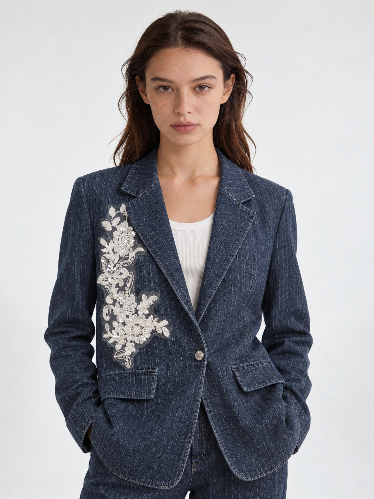 Blazer denim brodé – CSW3084