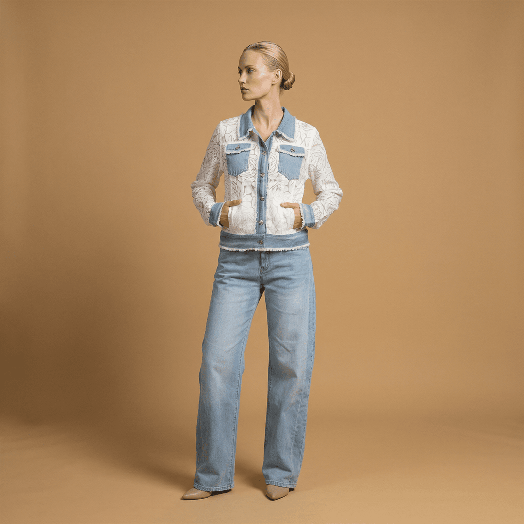 Textured jacket with denim details csw5006 