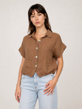 Chemise courte en lin à bas ajustable CVA225168